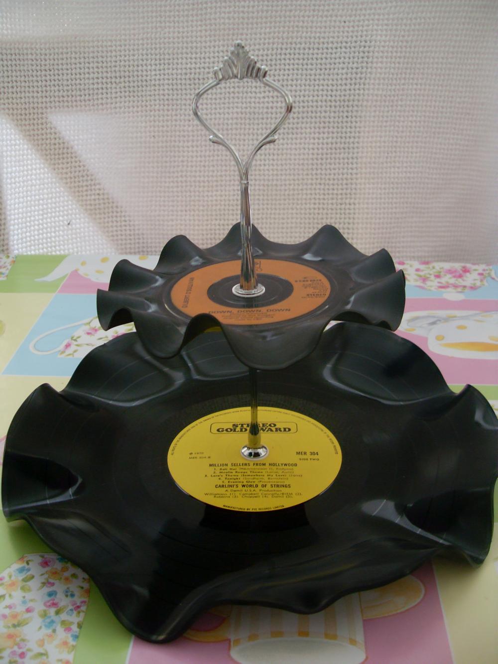 Revived Vinyl 2 Tier Cake Stand